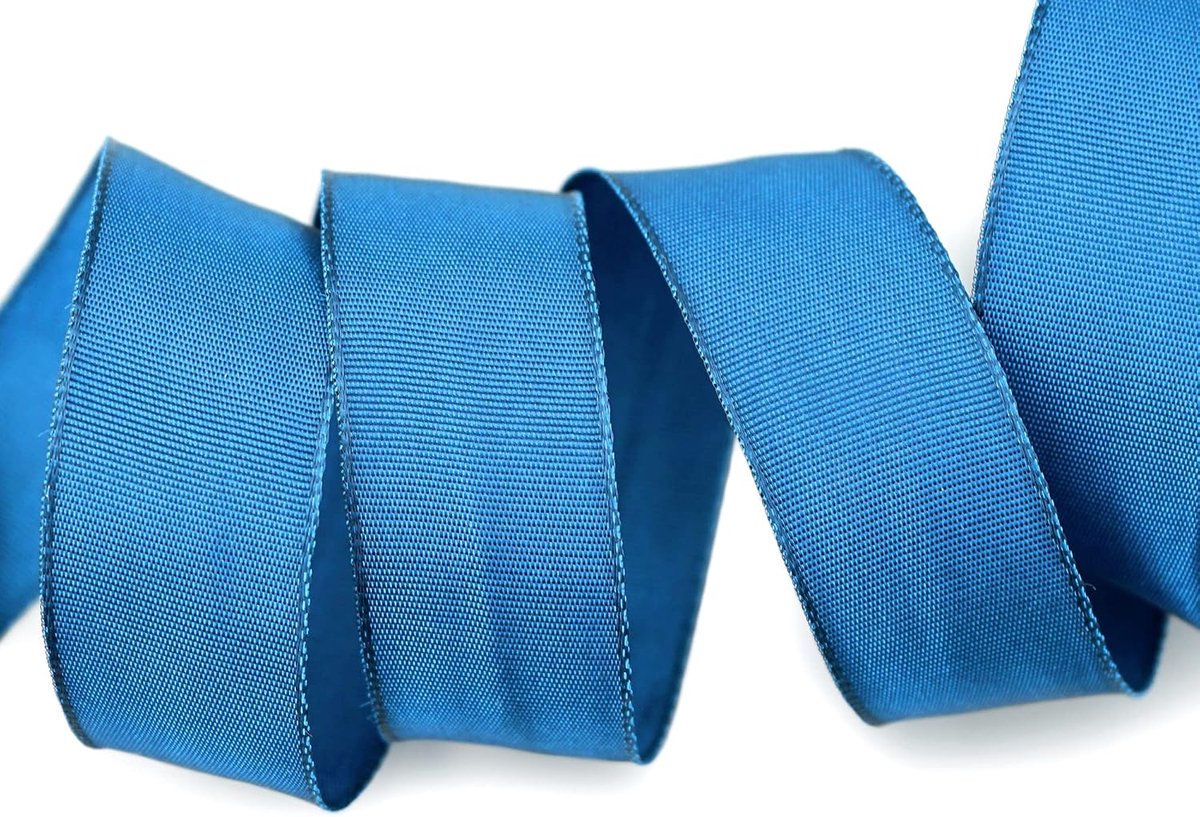 25 m x 25 mm draadrandband korenblauw blauw (712) Dekoband met draadranden eenkleurig cadeaulint stoflint lint lint Visco draad van hernieuwbare grondstoffen biologisch afbreekbaar
