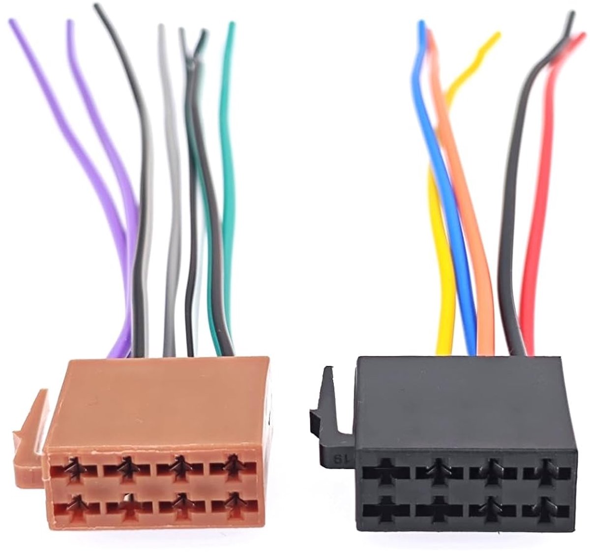 2 stuks ISO-connectoren voor autoluidsprekers, ISO-adapterkabel voor autoradio's, geschikt voor VW, voor Ford, voor BMW, voor Polo en voor Opel