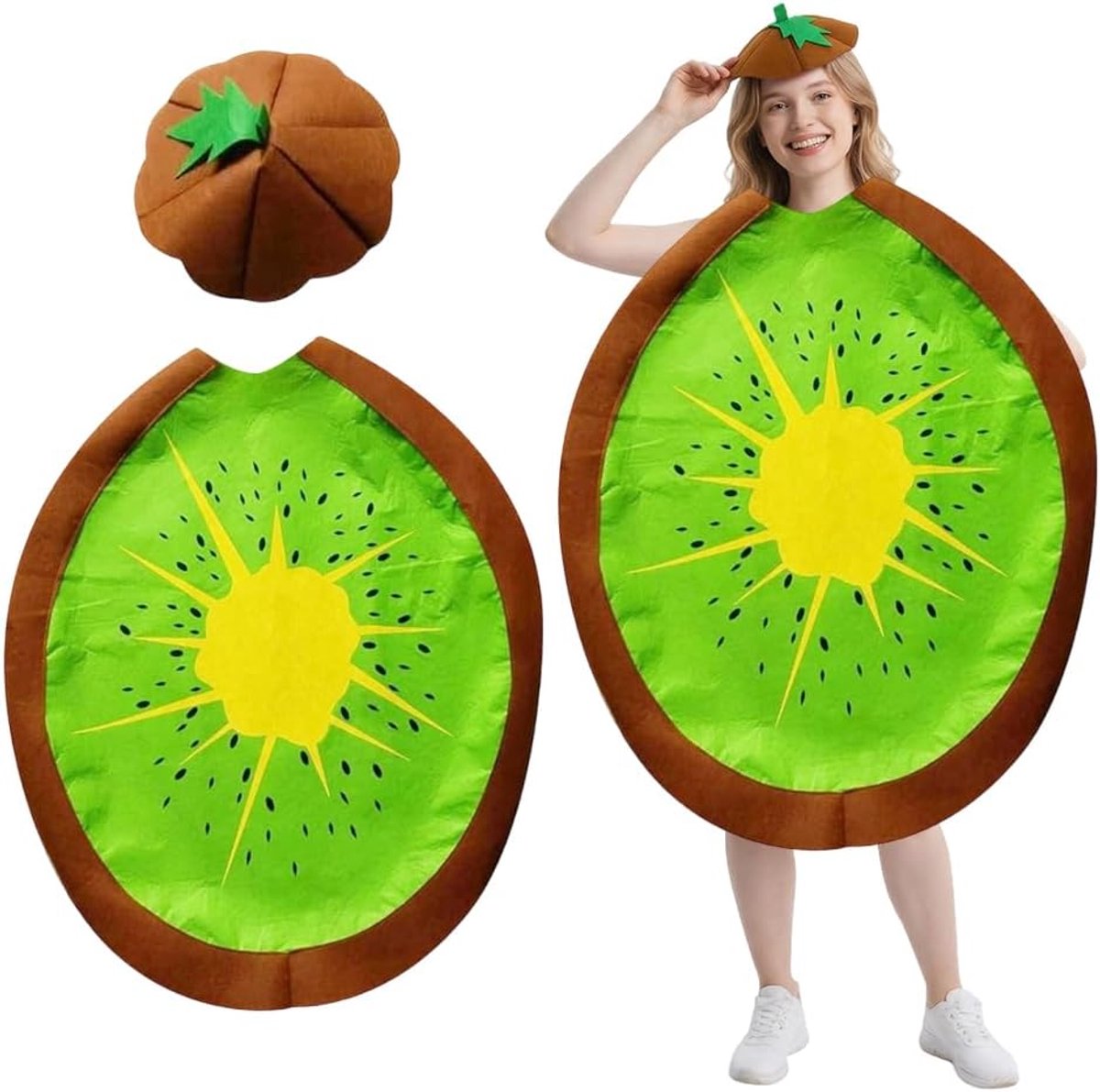 fruitkostuum, kiwi-kostuum, set voor feest, grappig podium, optredens, carnaval, festival, party, cartoon, outfit, kleding, rekwisieten voor volwassenen
