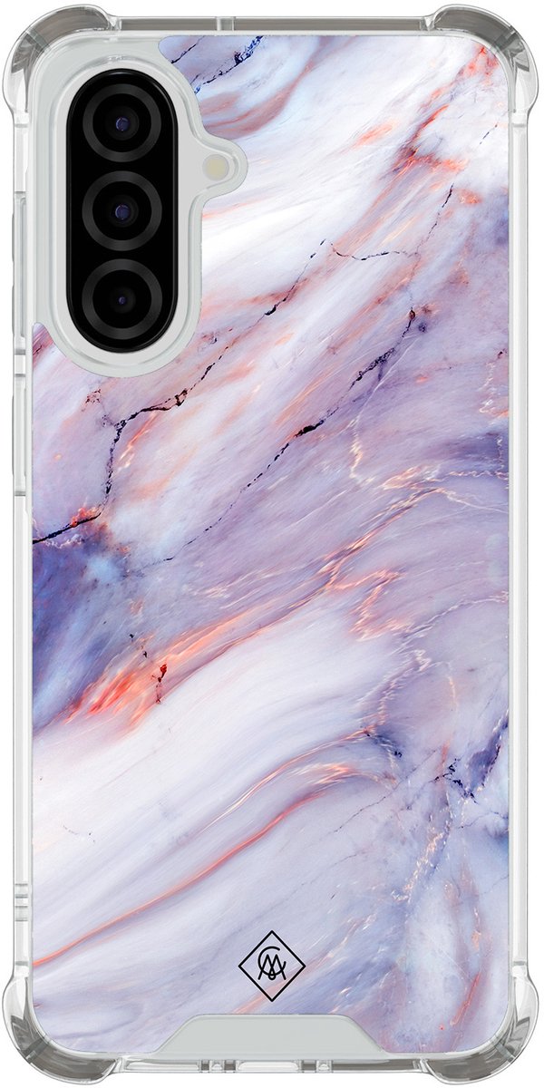 Casimoda® hoesje - Geschikt voor Samsung Galaxy A37 - Marmer Paars - Shockproof case - Extra sterk - TPU/polycarbonaat - Paars, Transparant