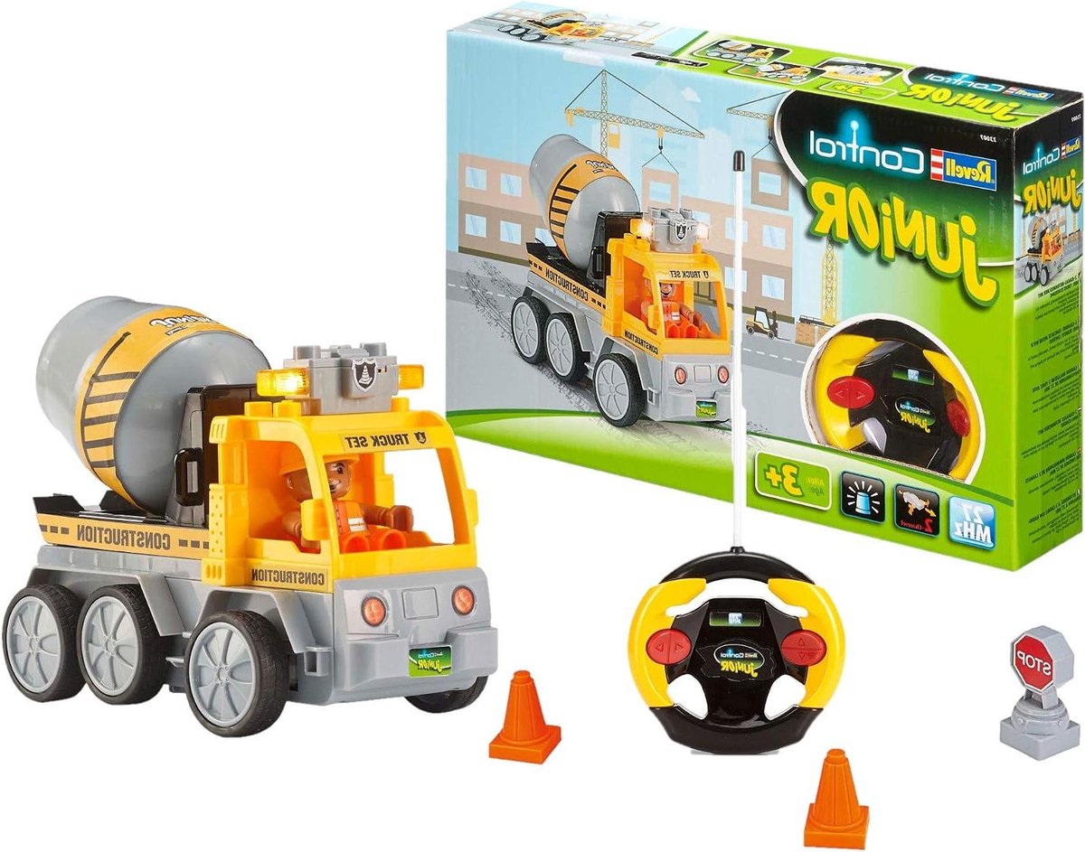 Betonmixer Speelgoed - Bouwvoertuig Kinderen - Spelen Bouwplaats - Gedetailleerd Model - 19.5 x 10 x 14 cm - Grijs