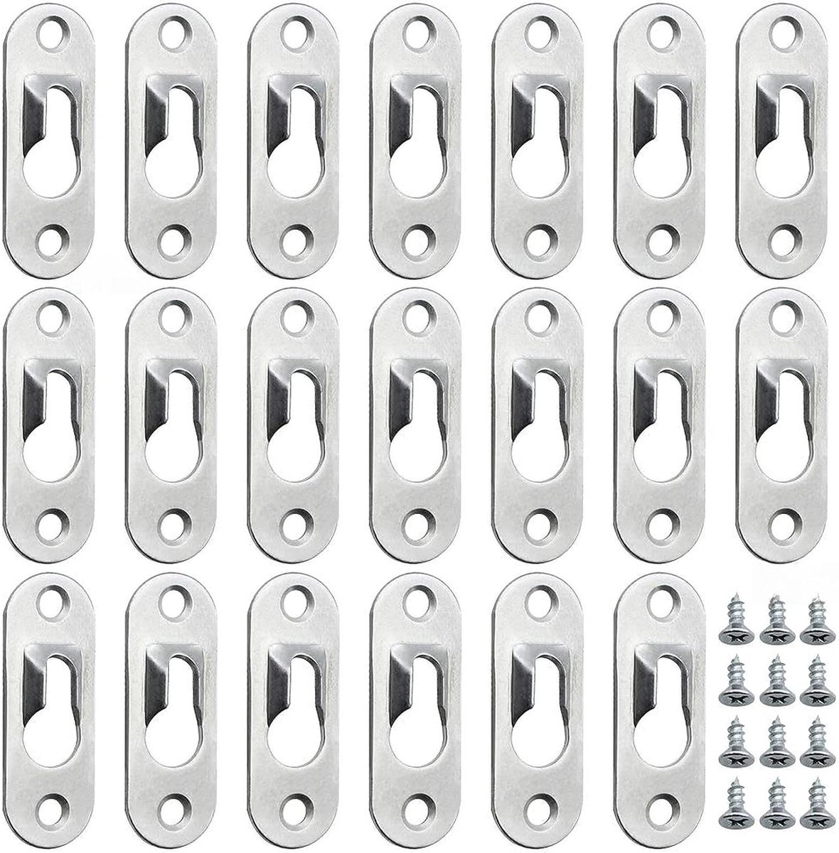 SnelShoppen - 30 Stuks Sleufhanger Pendant 45mm x 16mm met 60 Stuks Schroeven Metaal Foto Hanger voor Wanddecoratie, Frame, Spiegel, Kastverbinding -