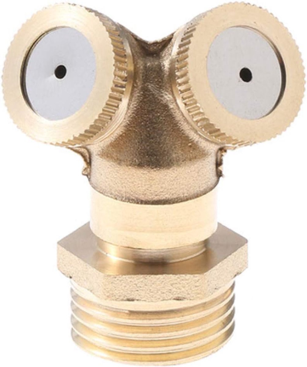 Messing vernevelingsmondstuk met 2 gaten voor tuinirrigatie - Waterconnector inclusief 1/2 inch adapter - Geschikt voor buitentuin