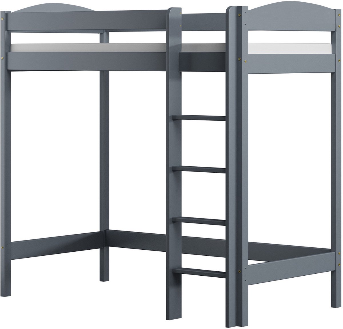 Need Sleep - Hoogslaper 80x190 - Loftbed 180 cm hoog - Met ladder en valbeveiliging - Massief houtenen - Grijs