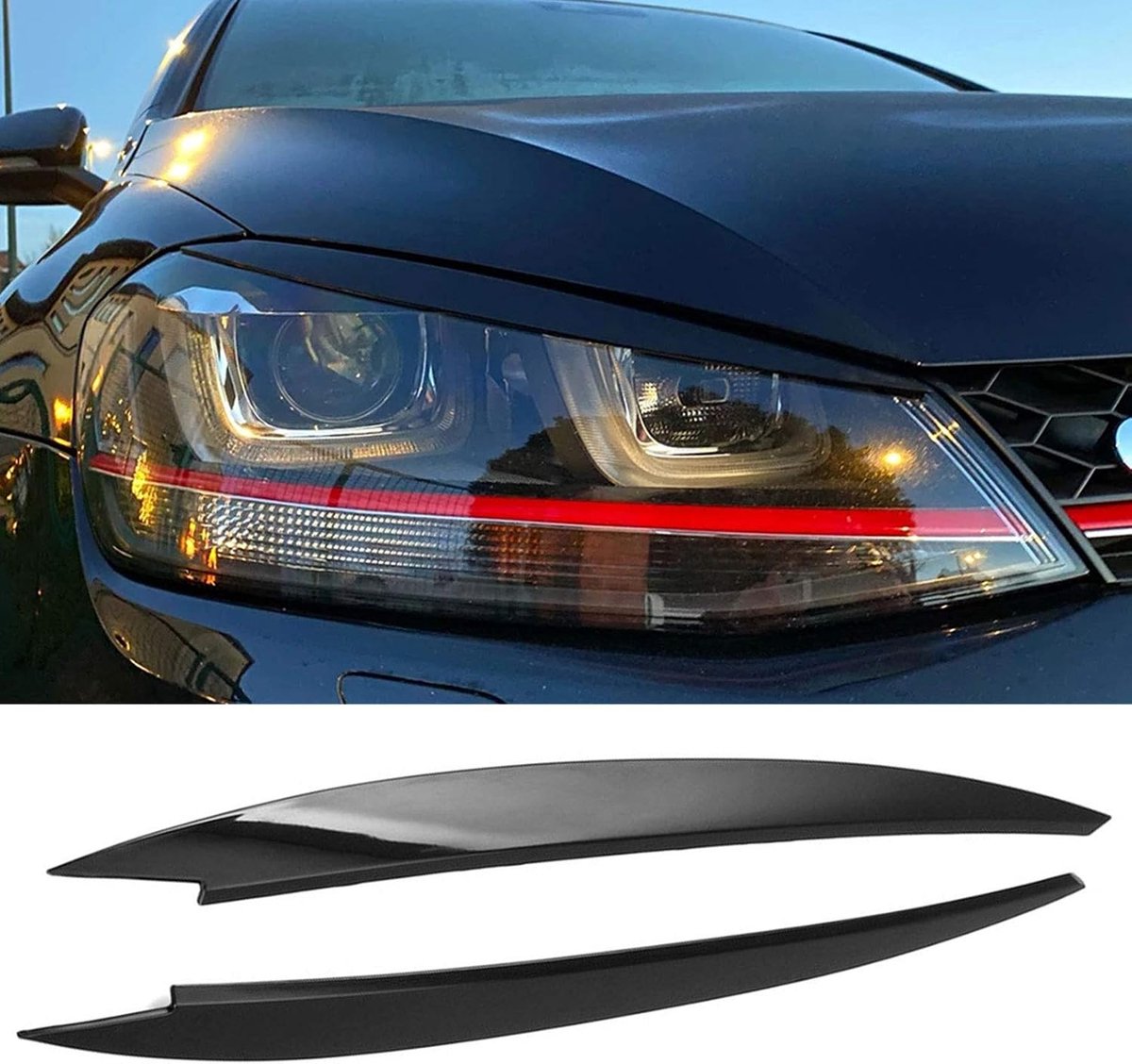 SnelShoppen - Headlight Spoilers Zwart - Duurzaam en Stijlvol - ABS Chroom - Perfecte Auto Accessoire voor Verfraaiing en Bescherming - Scratch en Sli