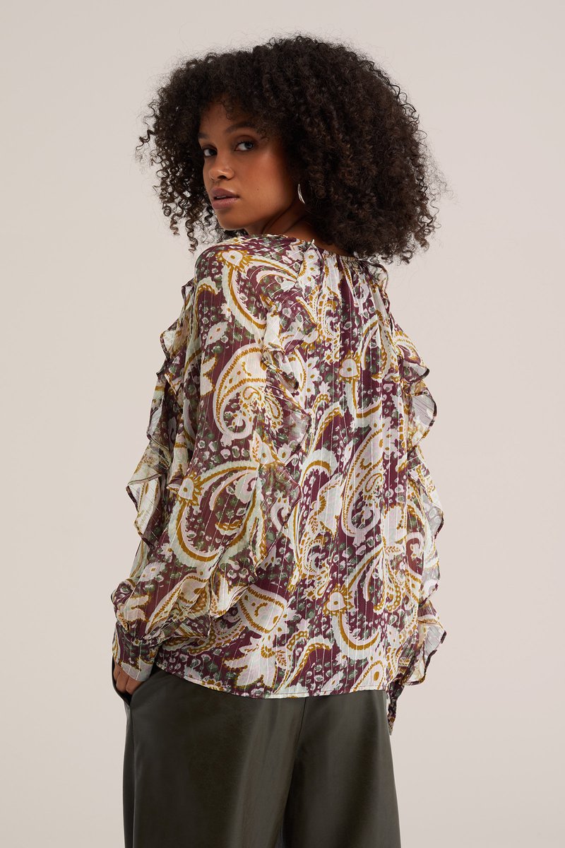 WE Fashion Dames blouse met ruches en print