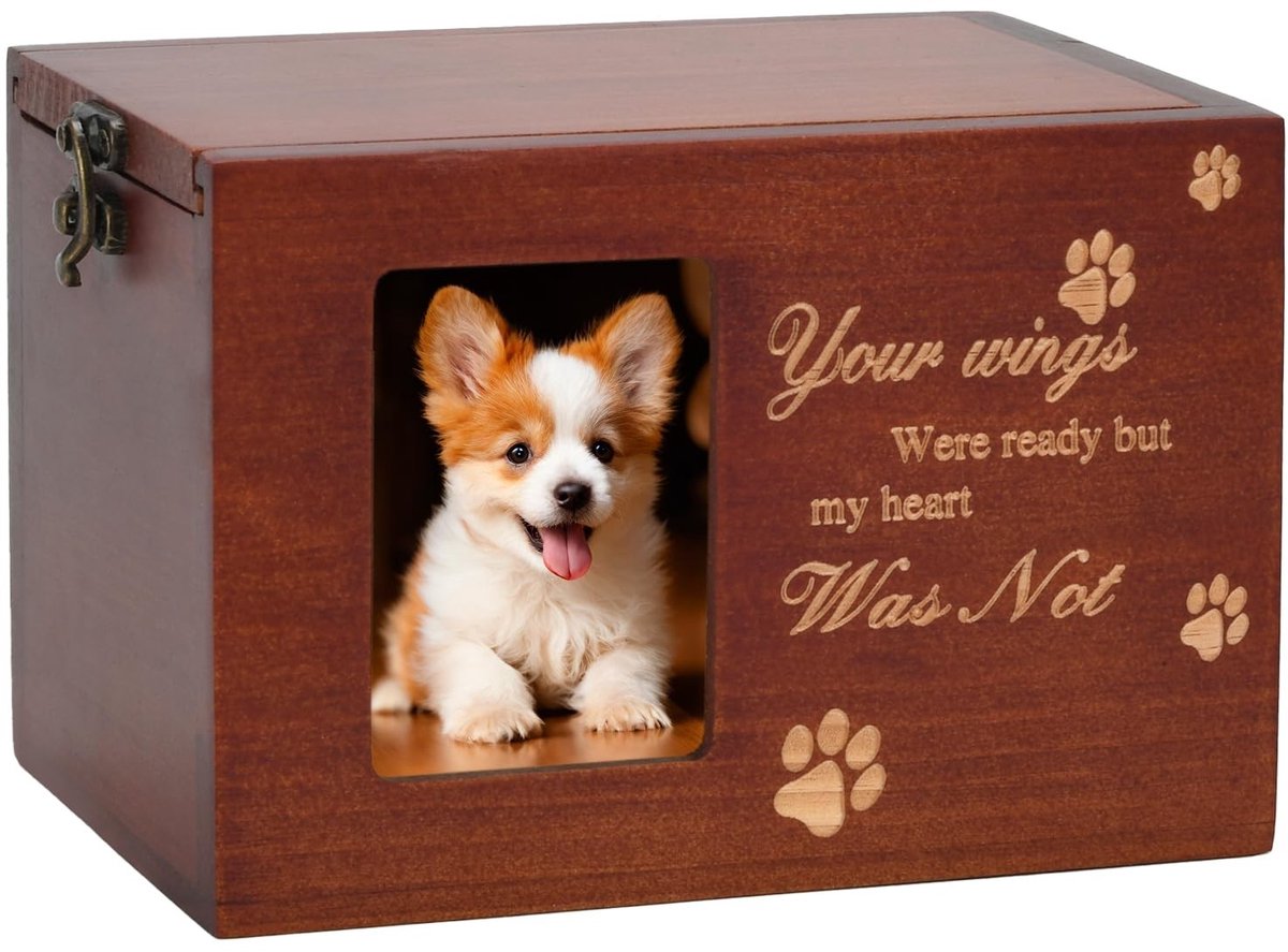 Omgoods - Houten Huisdieren Urn met Fotolijst - Herinneringsdoos voor Honden en Katten