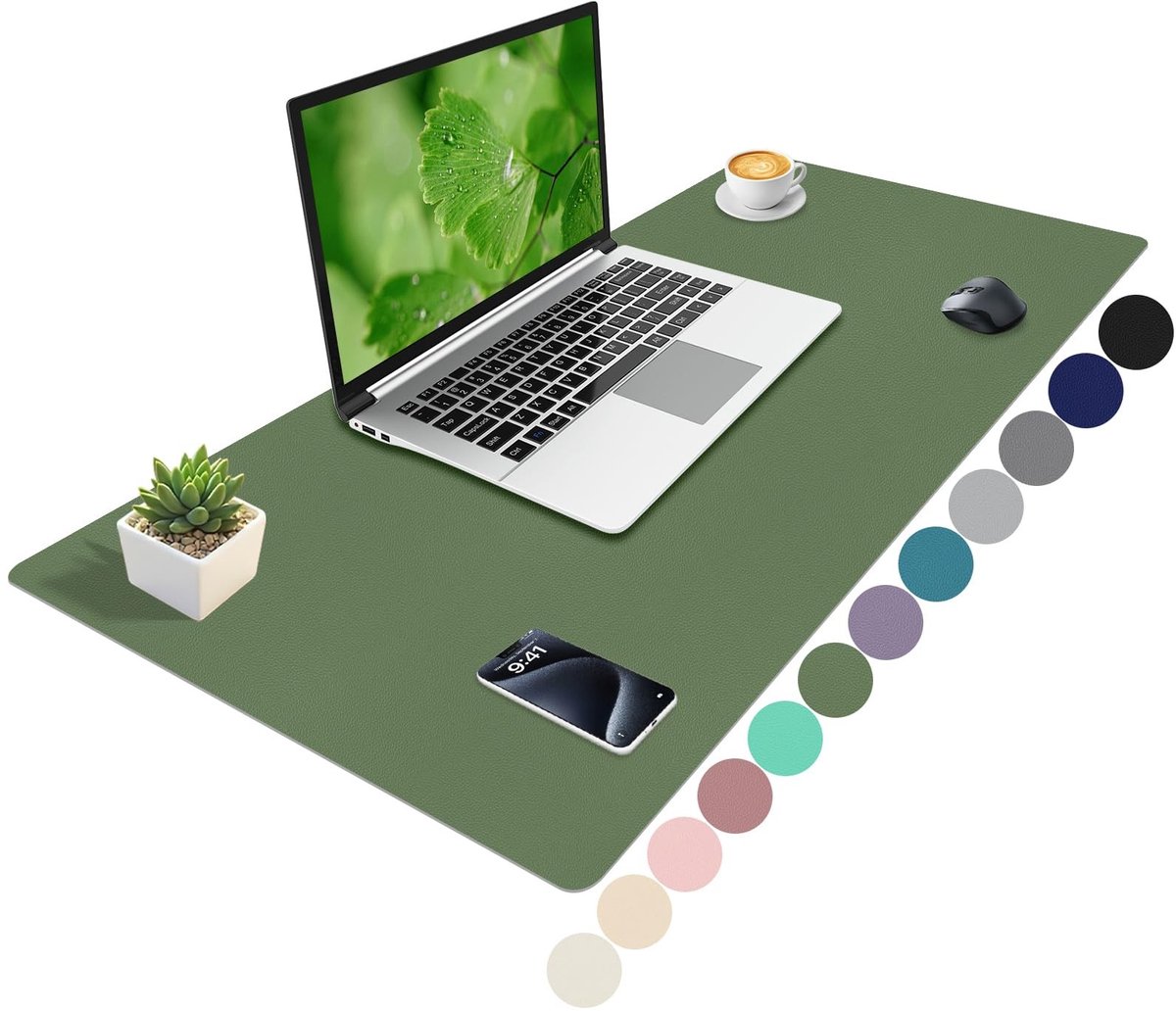 Omgoods - Bureauonderlegger 100x40cm Olijfgroen