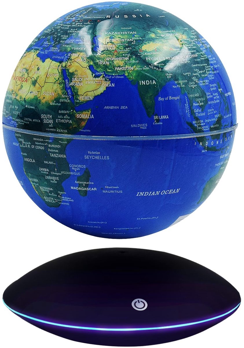 Omgoods - Luminous Floating Globe met 7 Kleurige Lichten - Magnetische Levitatie Wereldkaart