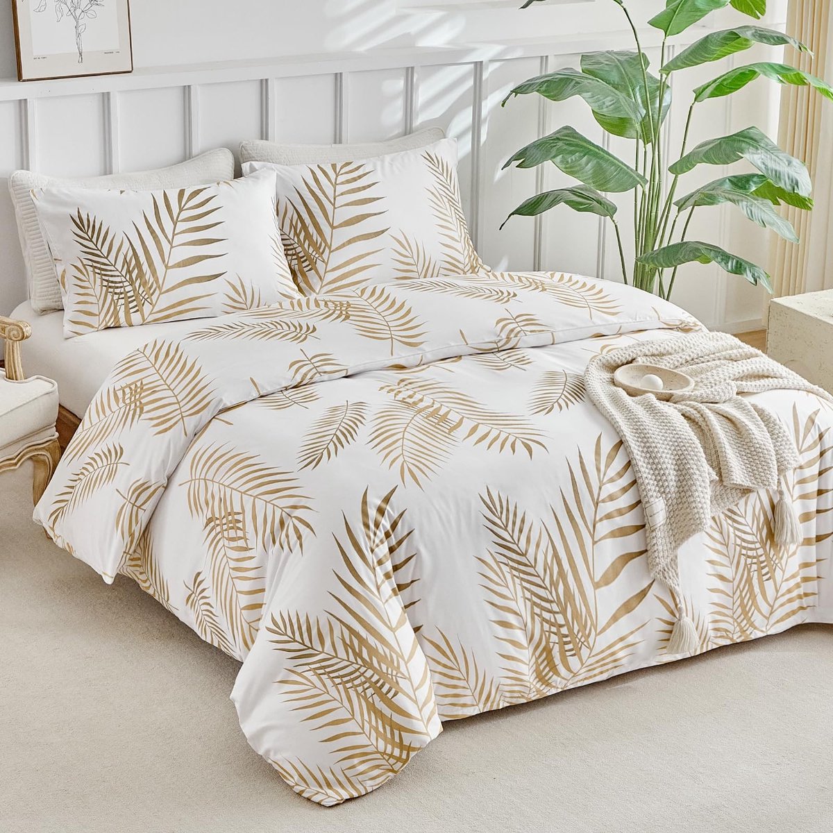 Omgoods - Dekbedovertrek Set 240x220 cm met Gouden Motief