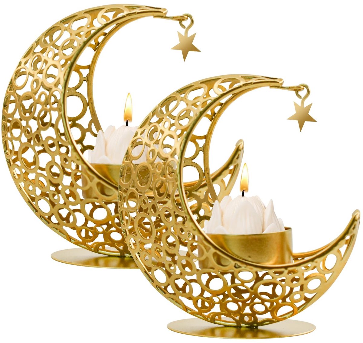 Omgoods - Set van 2 Maan Kandelaars voor Decoratieve Verlichting