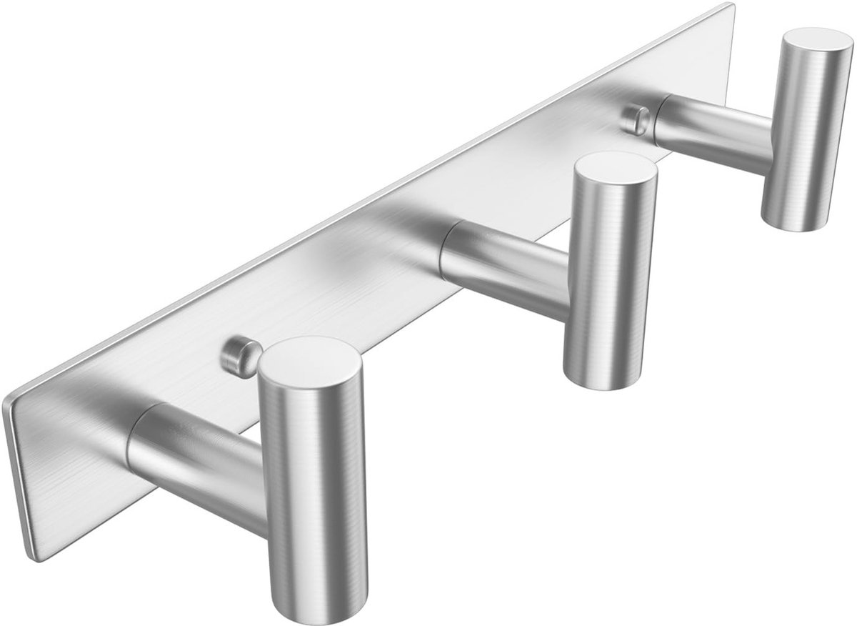 Omgoods - T-vormige Wandhaken RVS Zilver 29.5 cm met 3 Haken Zwaar Gebruik