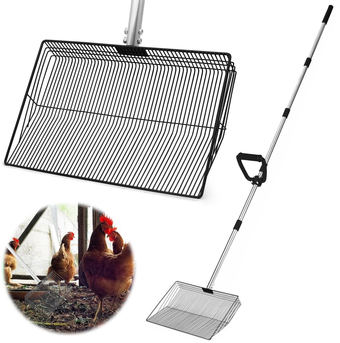 Omgoods- Afvalschep Extra Groot - Ergonomische Handgreep - 38 cm Brede Schep - Duurzaam Metalen - Voor Huisdieren - Geen Buigen Nodig - Poepschep