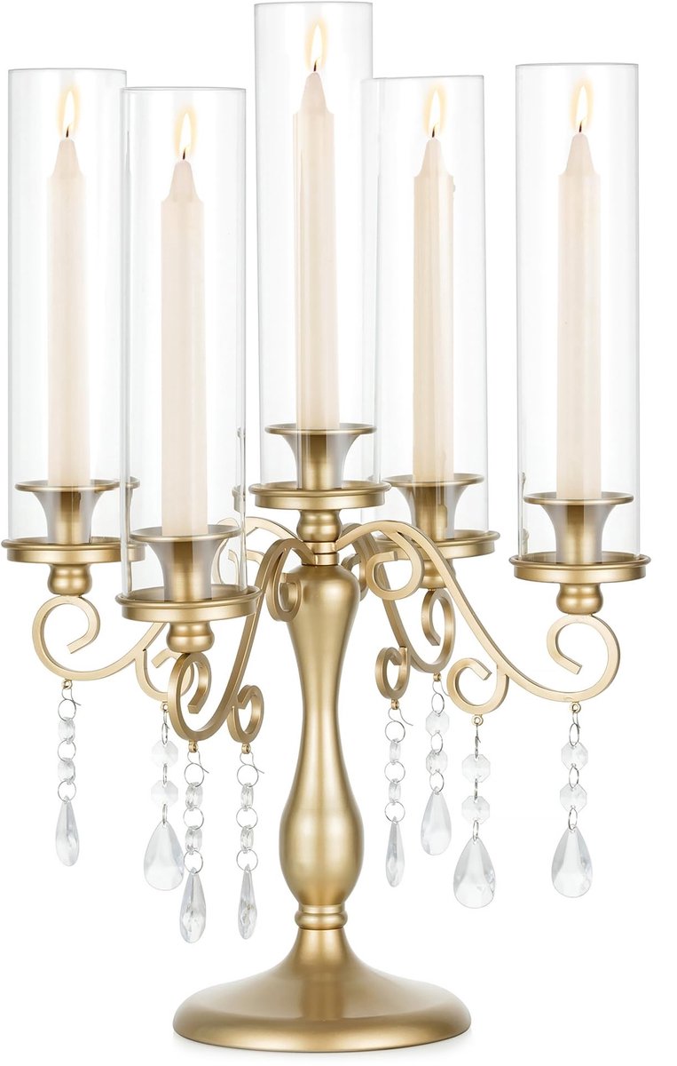 Omgoods - Vintage Gouden Kaarsenhouder met 5 Armen
