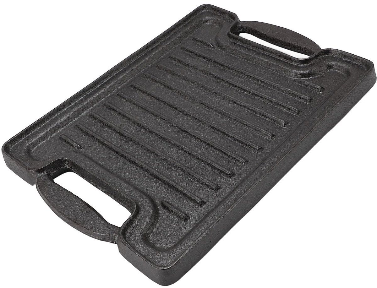 Omgoods- Grillplaat Gietijzer - Rechthoekig Ontwerp - Verdikte Plaat - Hittebestendig - Gezond Koken - Consistente Kookresultaten - Barbecueplaat