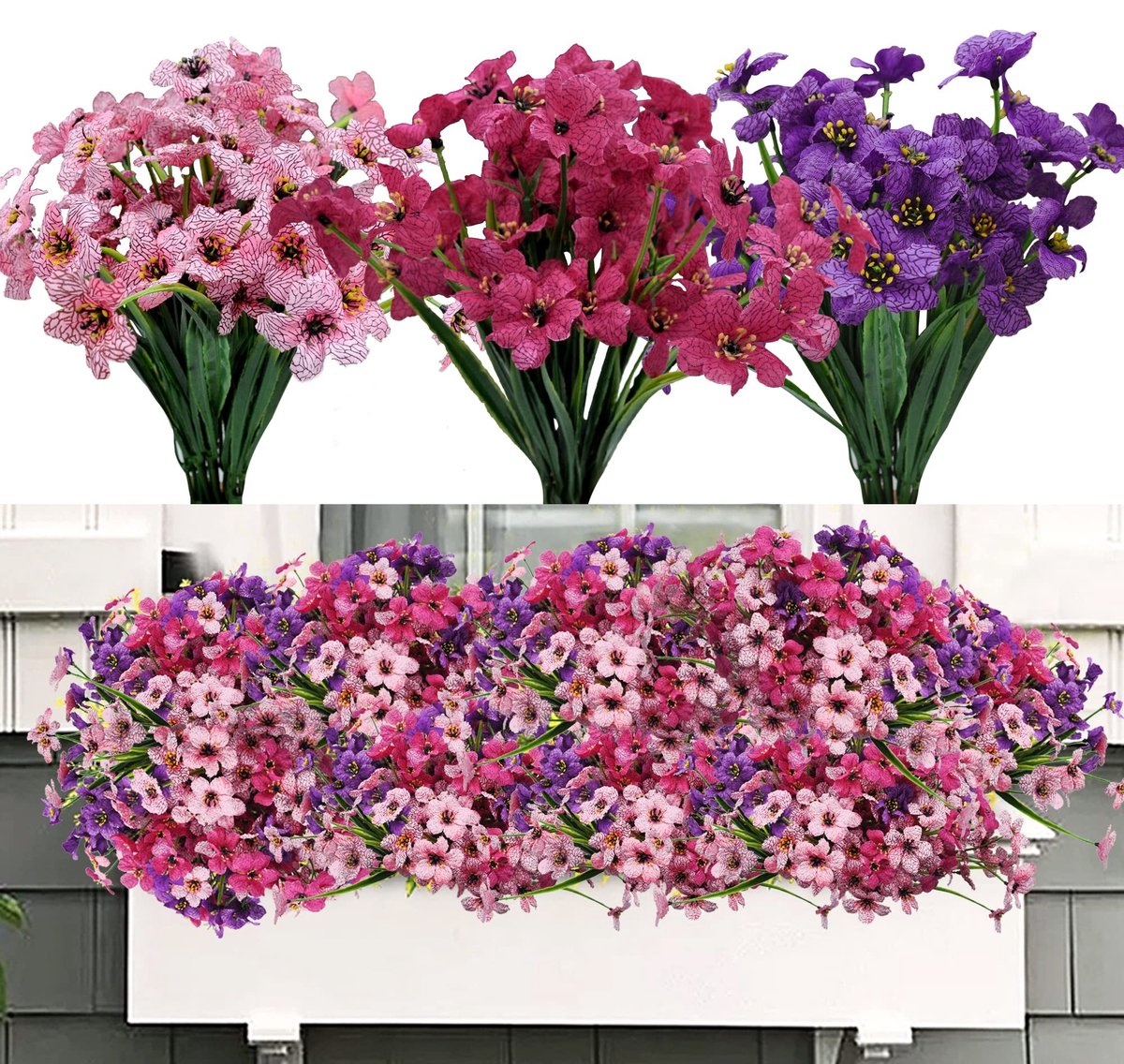 Omgoods - Set van 9 Kunstbloemen voor Binnen en Buiten