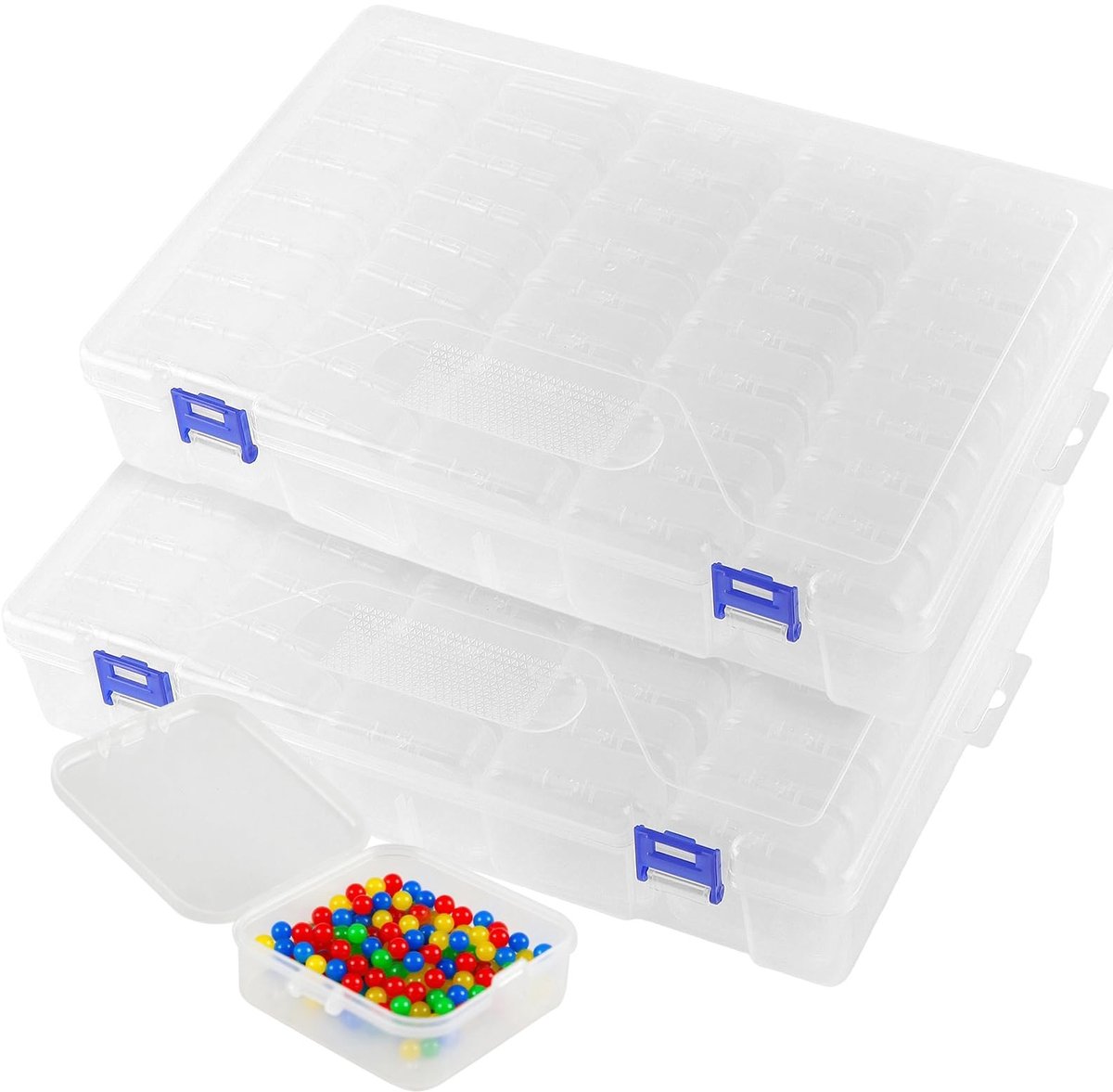 Omgoods- Opbergbox - 2 Pack - Scharnierend Deksel - 46 Vakken - Transparant - Ideaal voor Sieraden en Knutselbenodigdheden - Opbergdoos