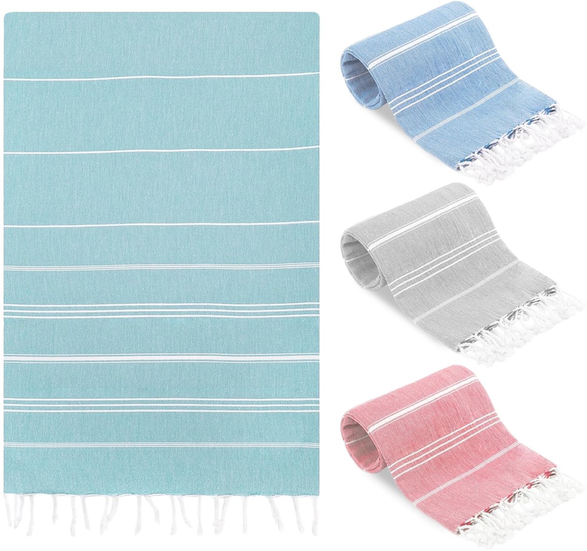 Omgoods - Lichte Turkse Katoenen Strandhanddoek 180x90cm