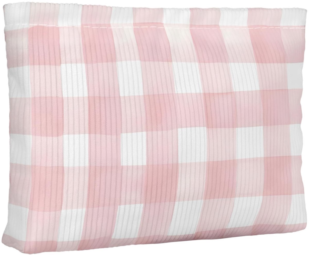 Omgoods - Kleine Corduroy Makeup Bag - Schattige Tartan Toilettas Roze-Wit