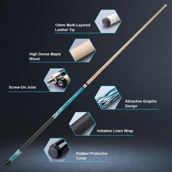 Omgoods - Professionele Biljartkeu van 147 cm met 13 mm Tip — afbeelding 5