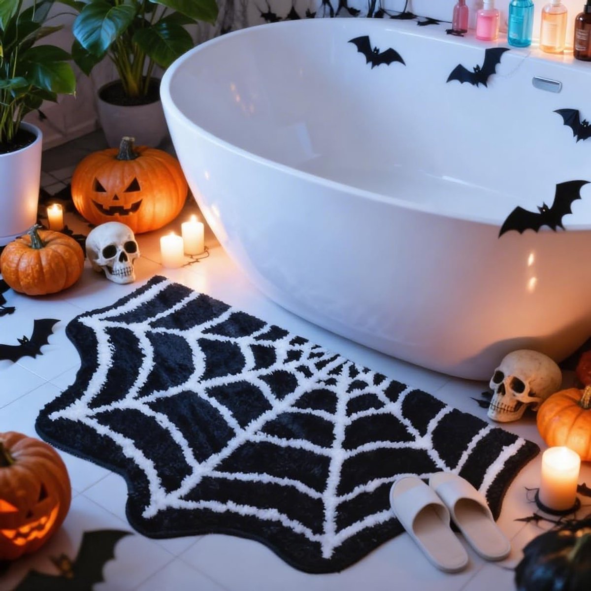 Omgoods - Halloween Badmat met Spin Web Ontwerp en Antislip