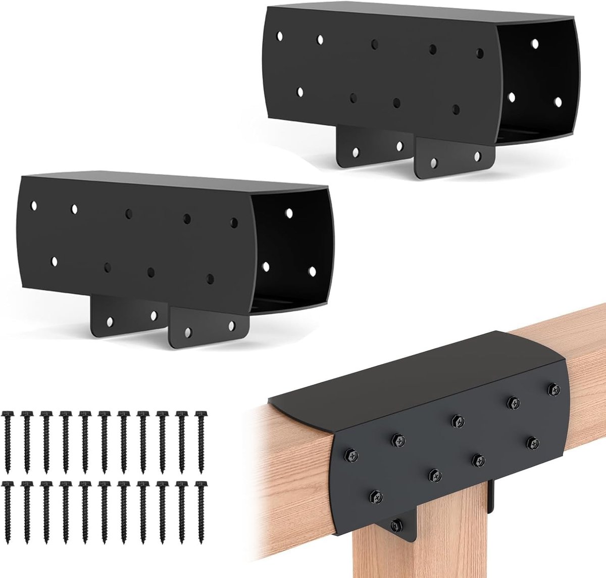 Set van 2 T-vormige paalverbinders voor stevige bevestiging van pergola's en paviljoenen, geschikt voor palen 92 x 92 mm