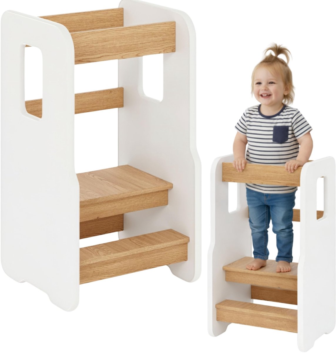 Omgoods - Montessori Leer Toren voor Kinderen, Verstelbaar en Veilig