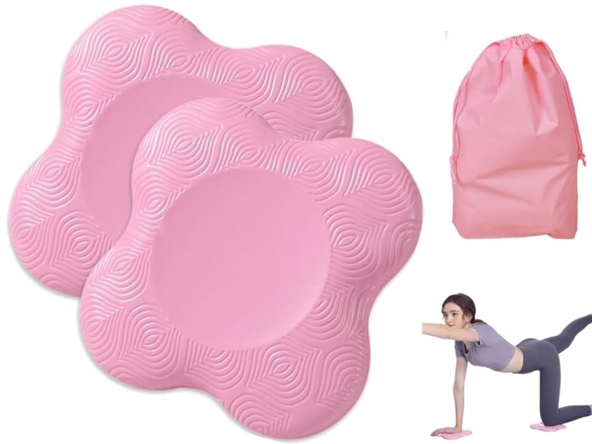 Omgoods - Yoga Kniekussens Set van 2 - Antislip Pilates Kussens met Trekkoord