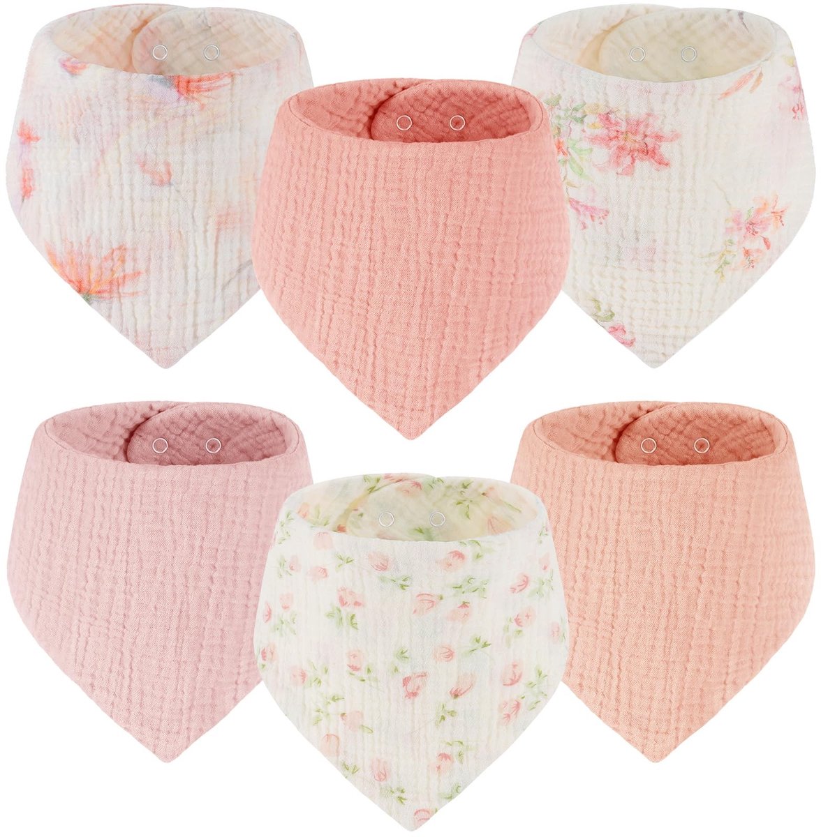 Omgoods - Set van 6 Absorberende Muslin Slabbetjes voor Baby's