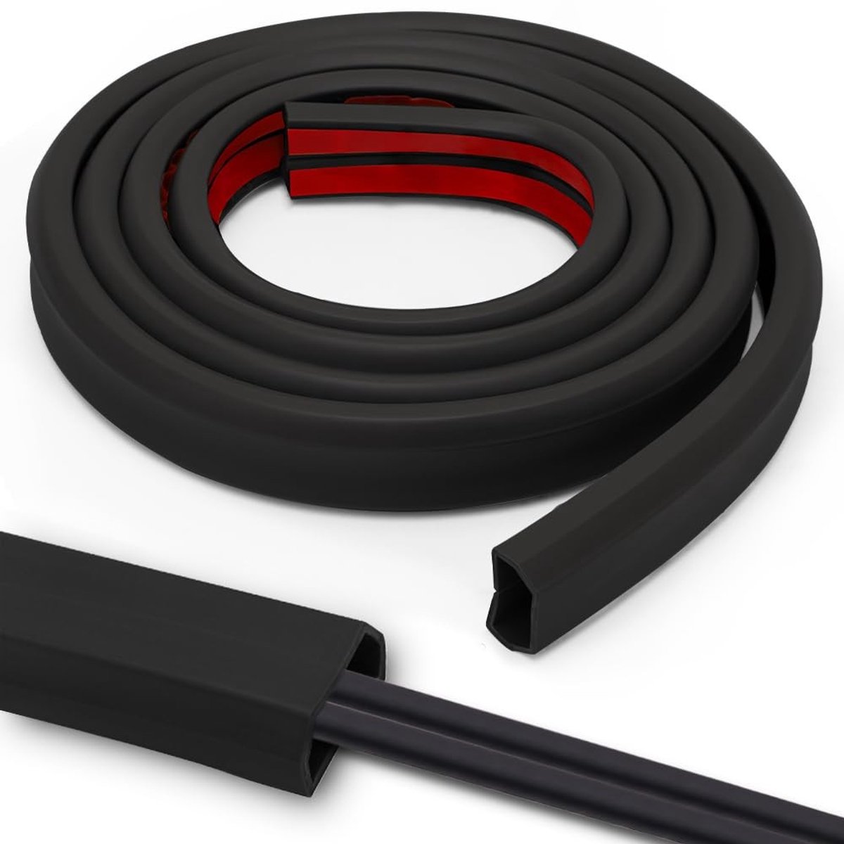 Omgoods - Zwarte Zelfklevende Kabelgoot - Flexibele Kabelbescherming 3m x 25mm x 14mm voor Thuis en Kantoor