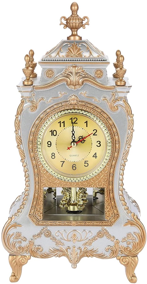 Omgoods - Vintage tafelklok - Antieke retro analoge klok - Elegante decoratie - 12,6 inch - Praktisch voor thuis en kantoor - Stijlvolle nachtkastj...