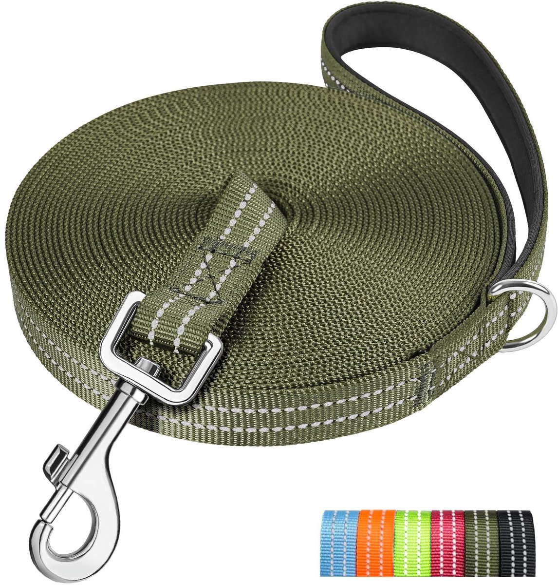 Omgoods - Honden Recall Leash 15M - Robuuste Olijfgroene Trainingslijn