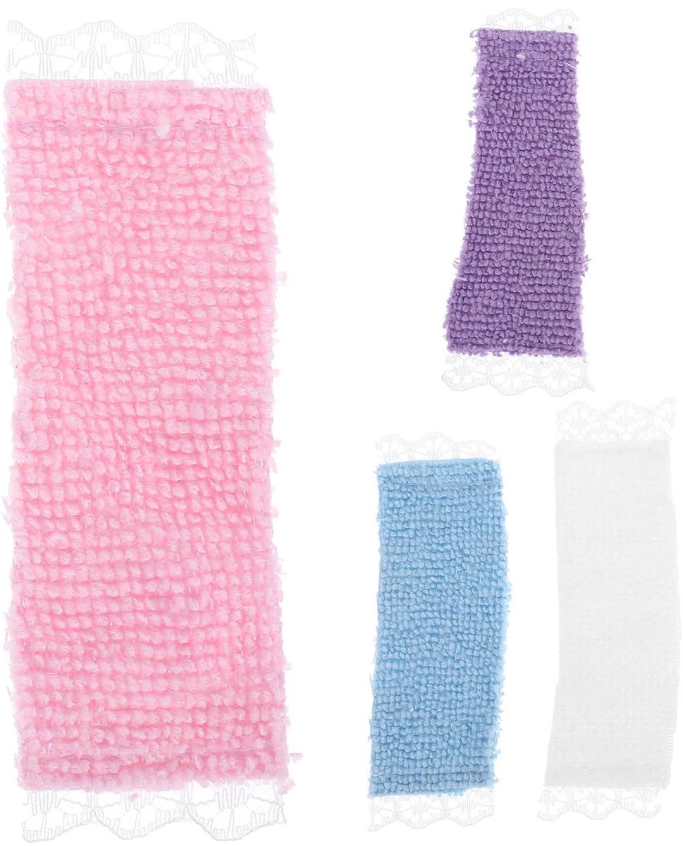 Omgoods - 4 Stuks Poppenhuis Handdoeken voor Miniature Badkamer Accessoires