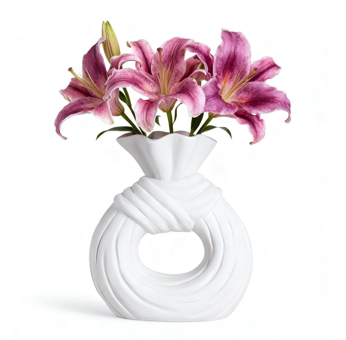 Omgoods - Witte Keramische Vaas met Uniek Ontwerp voor Decoratie