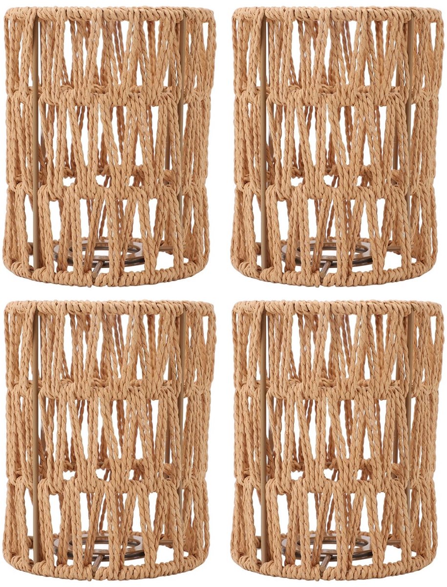 Omgoods - Handgemaakte Geweven Lampenkappen in Boheemse Stijl (Set van 4)