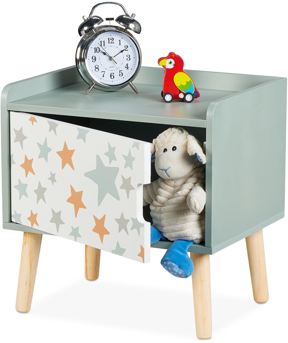 Omgoods - Kinderbedtafel met Deurtje voor de Kinderkamer, Groen