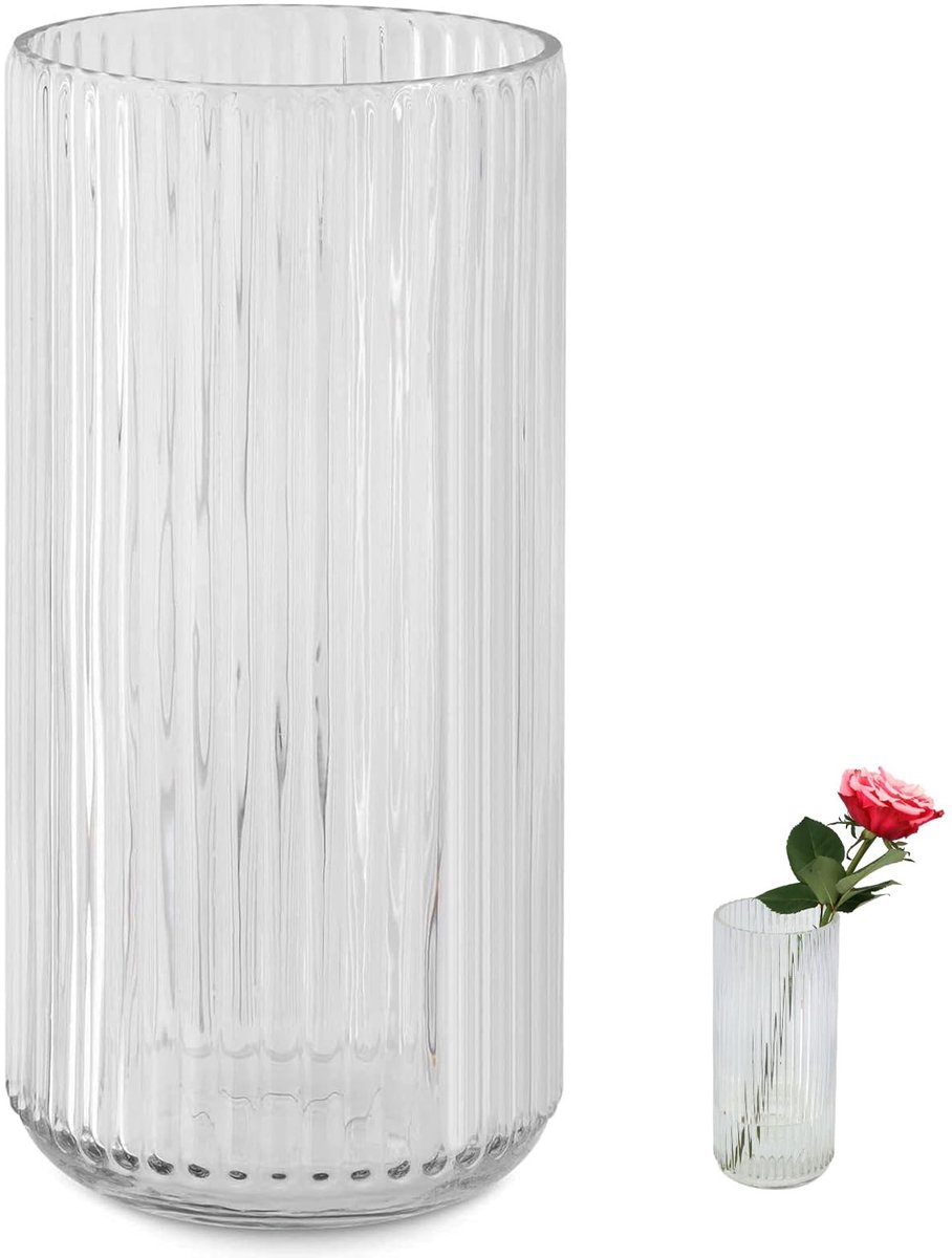 Omgoods - Ribbelglas Vaas voor Bloemen, Perfecte Decoratie voor Thuis