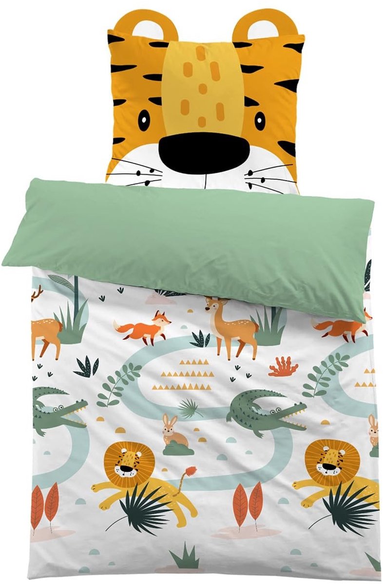 Omgoods - Dekbedovertrek 140x200 Kinderen, Dieren Cartoon 3D Geprint