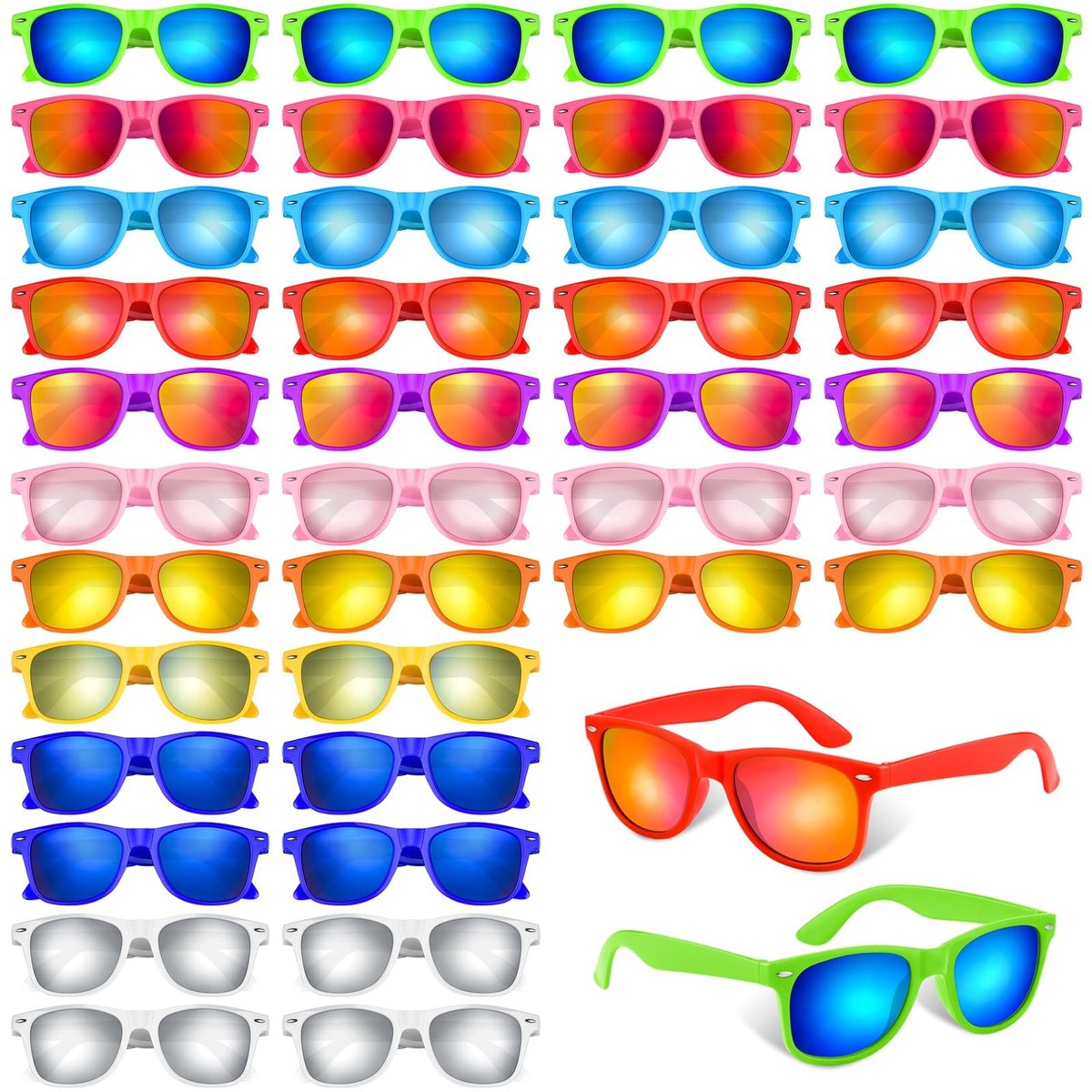 Omgoods - Set van 10 Retro Zonnebrillen voor Kinderen voor Feestjes