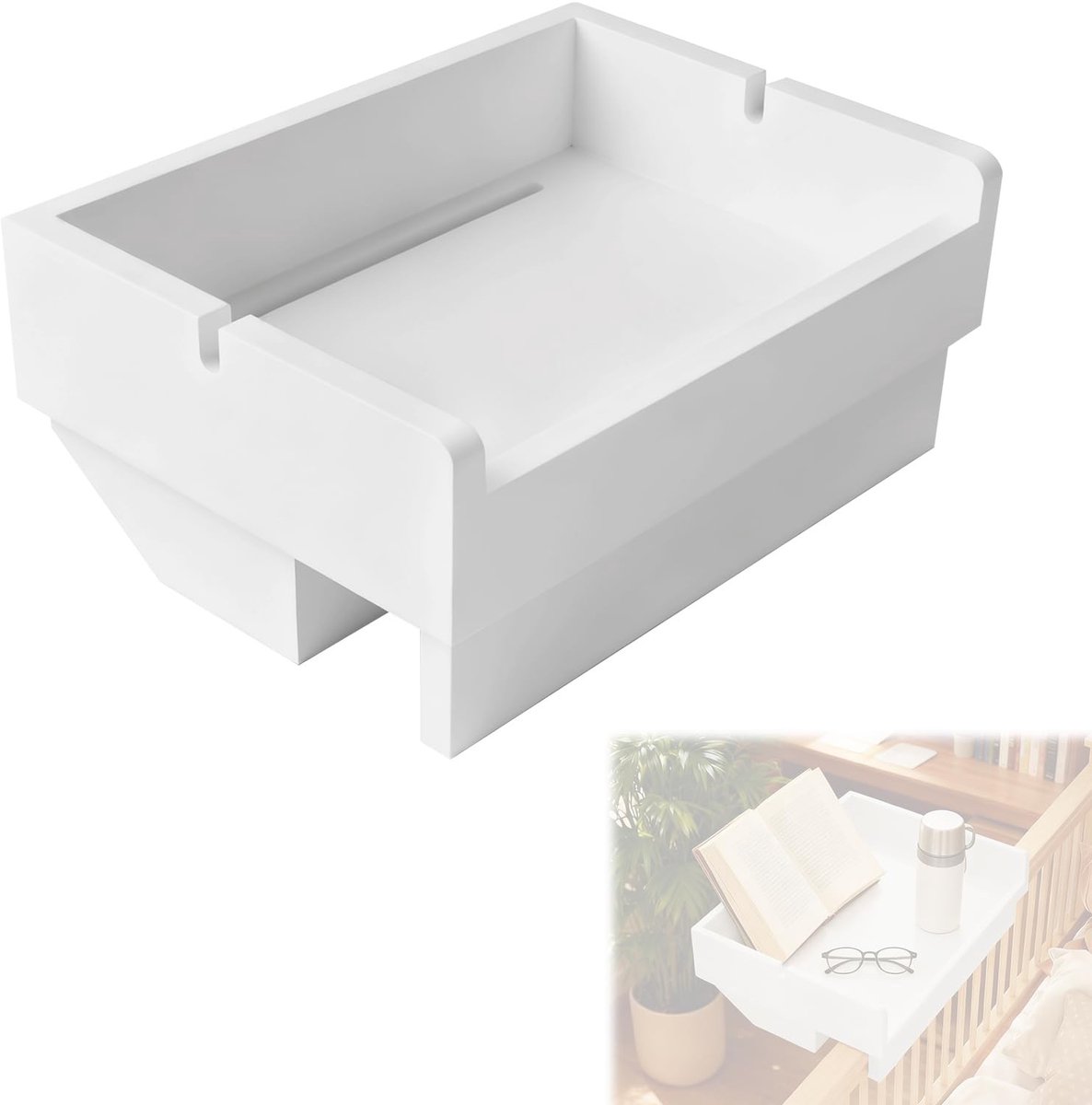 Omgoods - Bamboe Bedtafel met Kabelgeleider en Verstelbare Klem