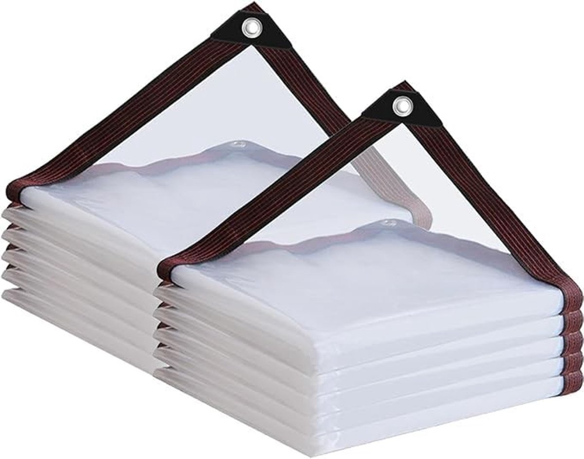 Omgoods - Transparant Afdekzeil met Oogjes voor Buiten 1 x 1 m (2 stuks)