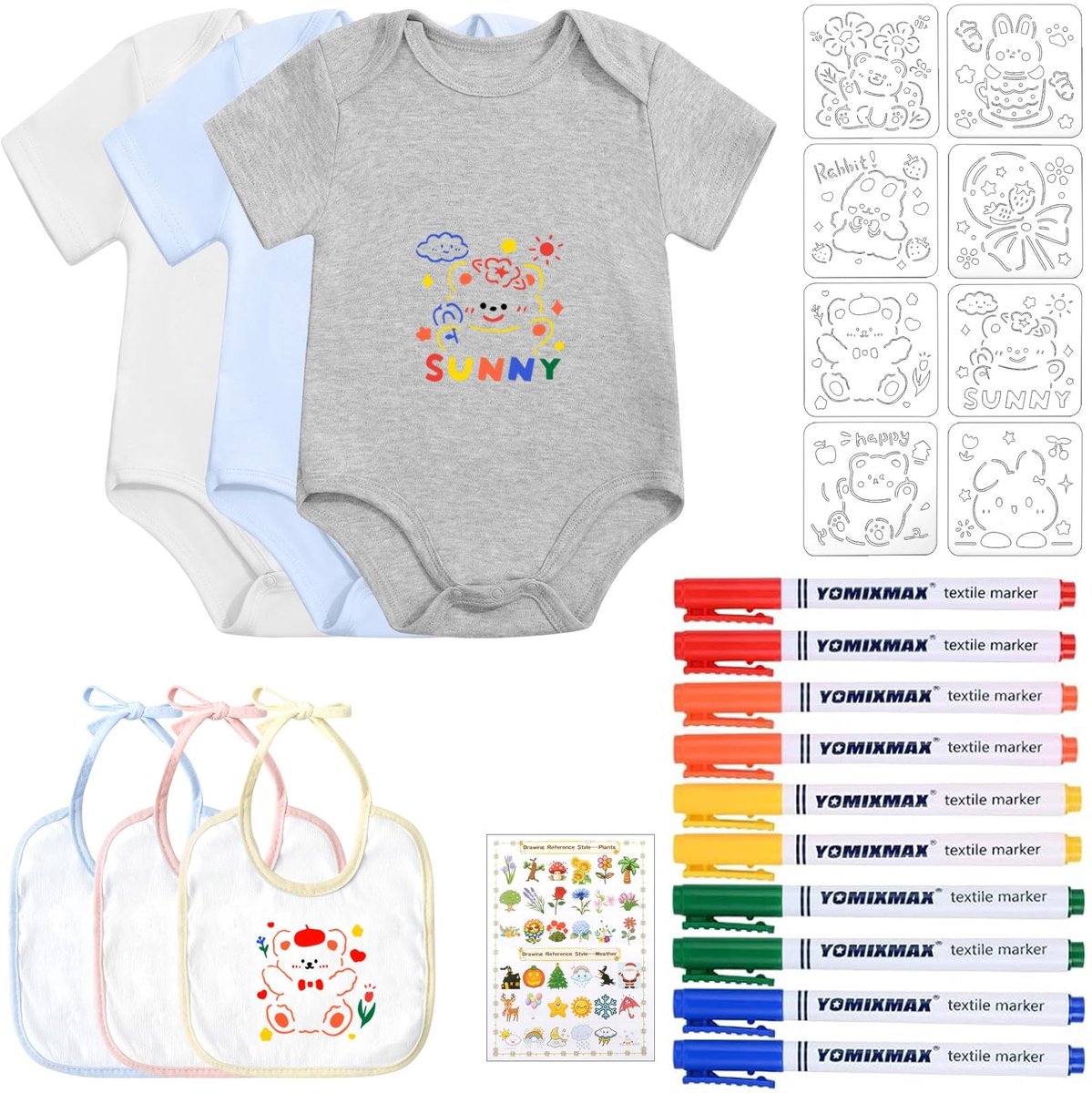 Omgoods - DIY Baby Schorten Set met 3 Korte Mouwen en Verven