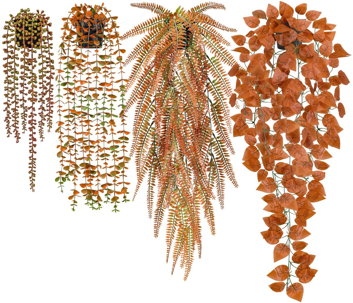 Omgoods - Set van 4 Oranje Kunstplanten voor Herfstdecoratie