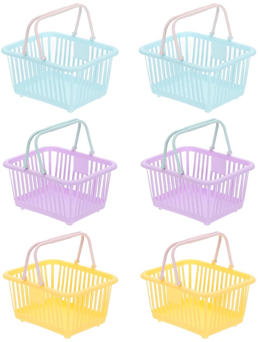 Omgoods - 6 Stuks Mini Plastic Opbergmanden met Handgrepen - Perfect voor Boodschappen en Speelgoed