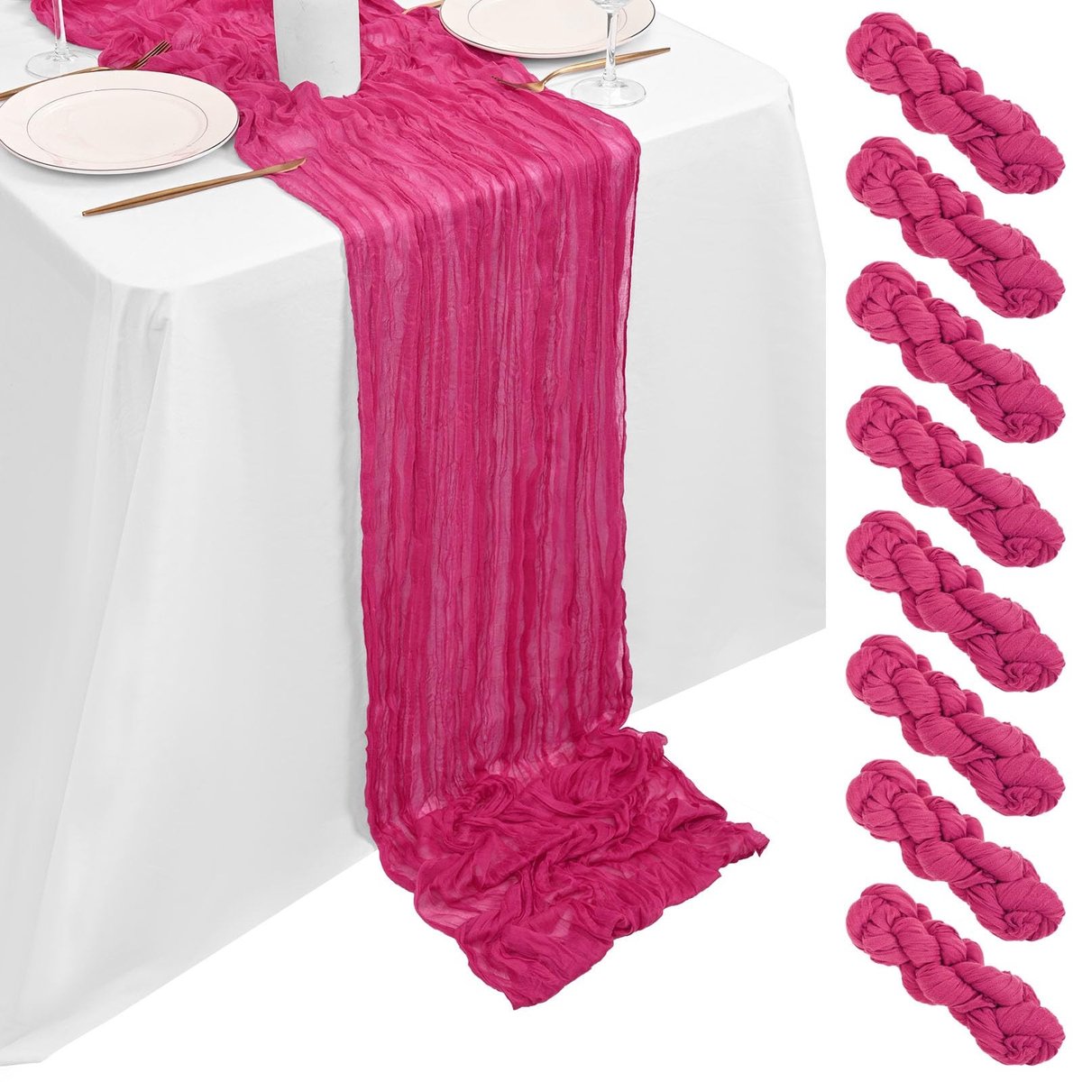 Omgoods - Set van 8 Roze Kaasdoeken voor Bruiloften en Feestelijke Gelegenheden