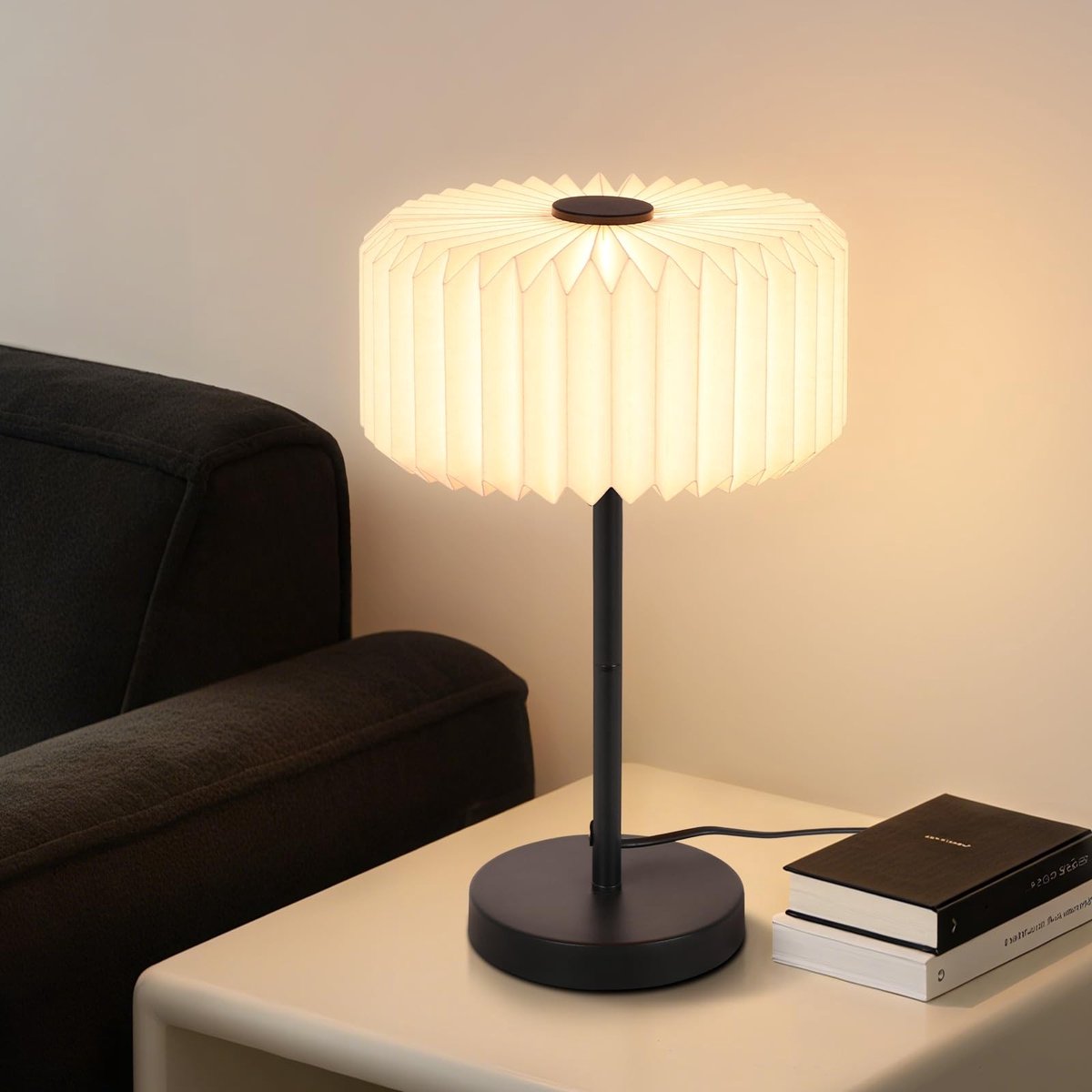 Omgoods - Vintage Tafel Lamp met Papier Lampscherm voor Slaapkamer en Woonkamer