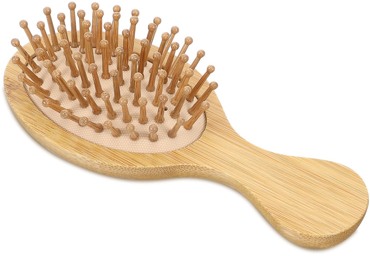Omgoods - Kleine Bamboo Haarborstel - Antistatische Houten Borstel voor Hoofdhuidmassage