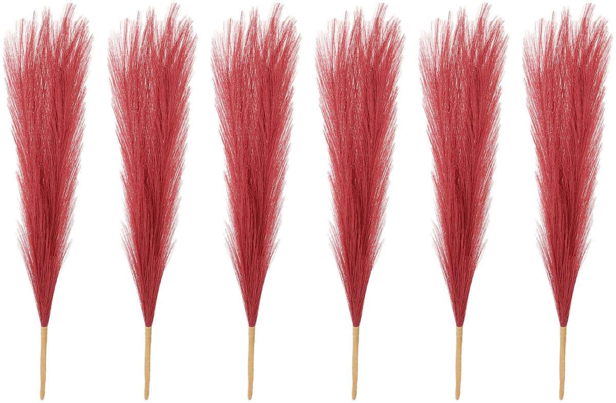 Omgoods - Faux Pampas Grass Decoratieve Stelen 17 Inch Rood