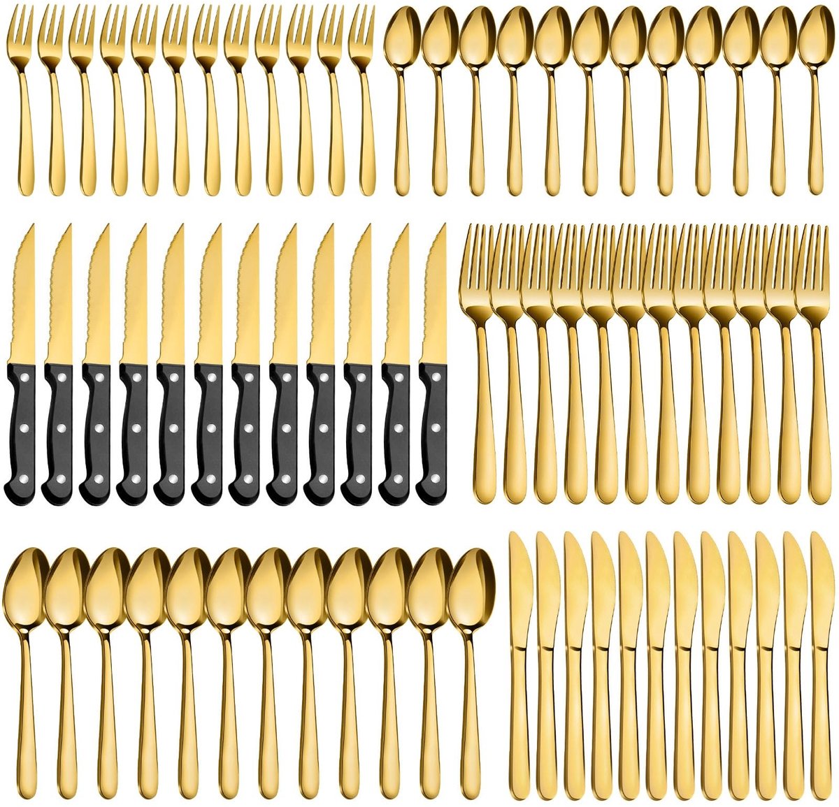 Omgoods - 72-Piece Gouden Bestekset voor 12 Personen