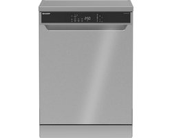 Sharp QWNA1FF47D4WEU - vrijstaande vaatwasser - energie label D - 7 programma's - steam wash - aktief droogsysteem - zilver